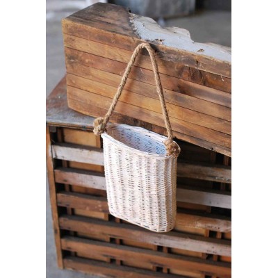 White Washed Hanging Willow Basket Door Decor-Wall Pocket    132733202158